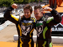Team Hot Wheels green driver Greg Tracy and yellow driver Tanner Foust set world record