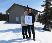 tallest residential building world record set by Kristin Donaldson (left) and Dr. Tom Marsik (right)