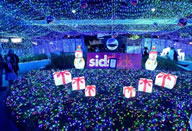The World's Largest LED Image Display required 120 kilometres (75 miles) of wire, strung together in the shape of three giant Christmas presents.