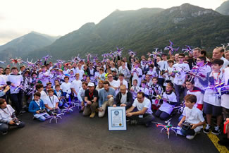  LODRINO, Switzerland -- The new world record for the Most drones piloted at the same time by children was set by Ated4Kids and Andrea Perotti at Aeroporto di Lodrino, Switzerland, on September 23, 2017, according to the World Record Academy.