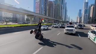 DUBAI, UAE -- The Dubai Police and Dubai Motorbike Festival have created a Guinness World Record for the world's longest wheelie (distance) on an ATV (all-terrain vehicle); Captain Abdulla Al Hattawi performed a non-stop wheelie of 60 km, thus setting the new world record for the Longest ATV wheelie, according to the World Record Academy.