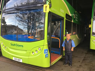 LONDON, UK -- Tiny Frank Hachem, 55, is just 4ft 6ins tall works for Stagecoach as a double decker bus driver for eight months, despite them being many times his height, thus setting the new world record for the Shortest person to drive a double decker, according to the World Record Academy.