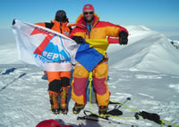 Crina Coco Popescu and Alex Abramov on the top of Mt. Sidley